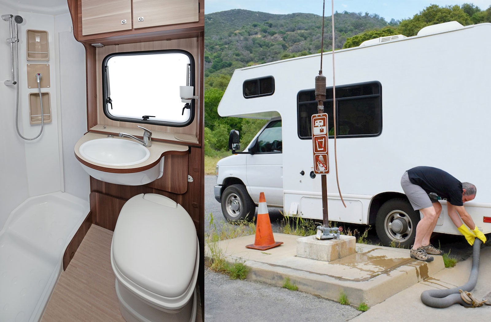 Portable RV/camper toilet and holding tank setup in New Brunswick, New Jersey